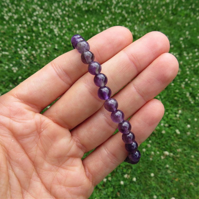 Amethyst Crystal Bracelet 6mm Stone Beaded Bracelet