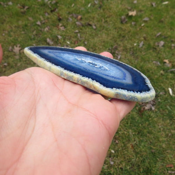 Blue Agate Crystal Slice 4"