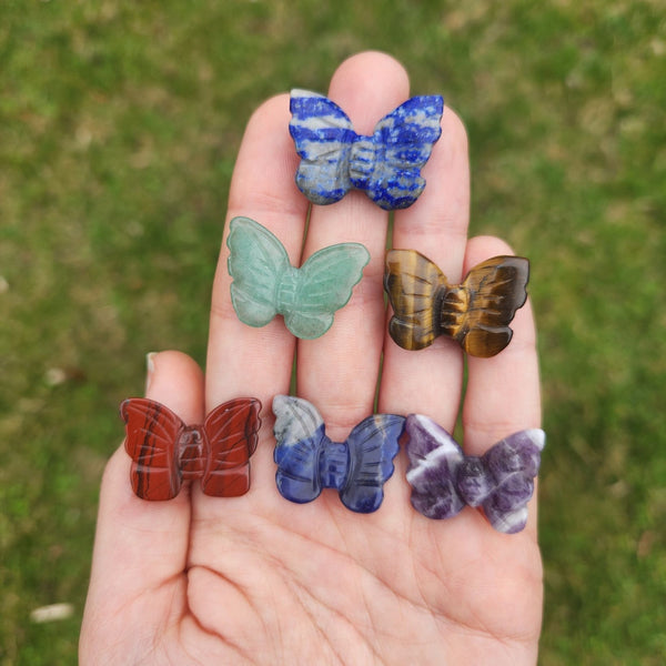 Mini Crystal Butterfly Figurine 1" Carved Stone Animal