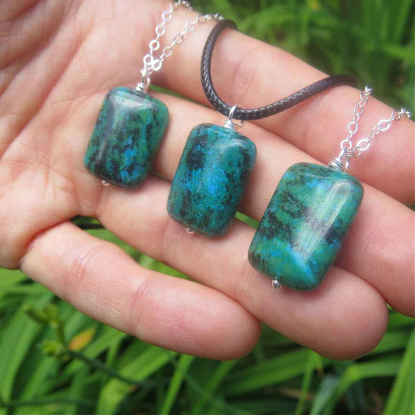 Chrysocolla Necklace Sterling Silver
