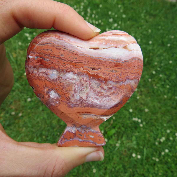 Crazy Lace Agate Crystal Heart Carving