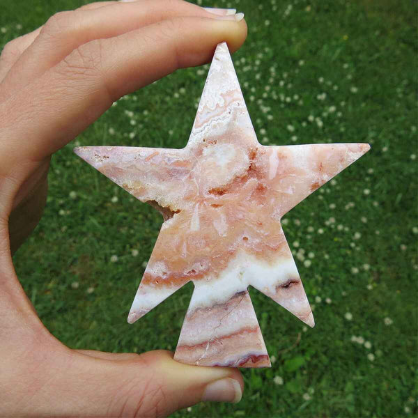 Crazy Lace Agate Crystal Star Carving