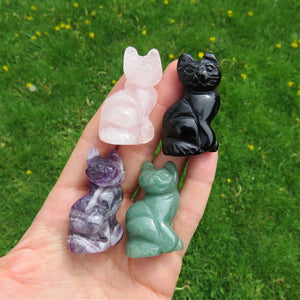 Crystal Cat Stone Figurine