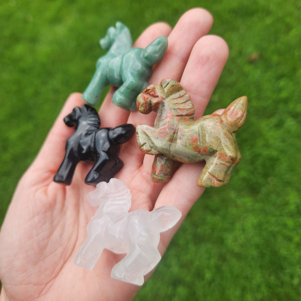 Crystal Horse Stone Animal Carving 1.75"