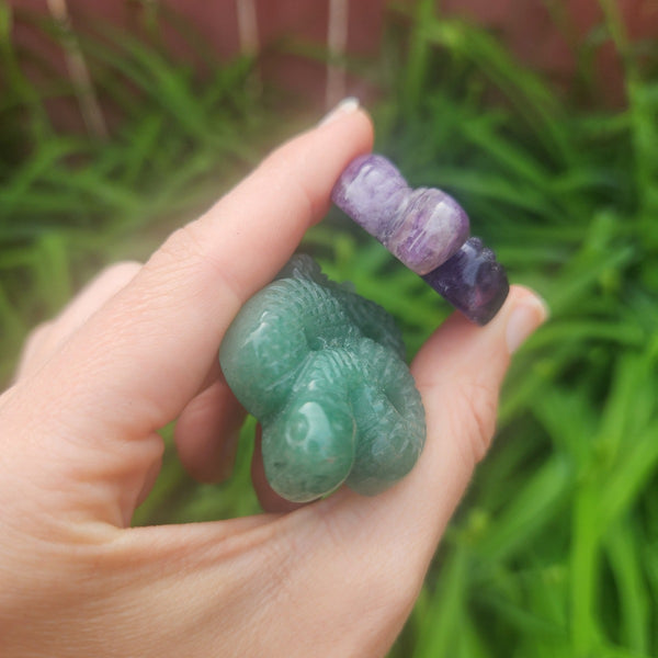 Crystal Snake Carving 2" | Amethyst and Aventurine Stone Snake Figurine