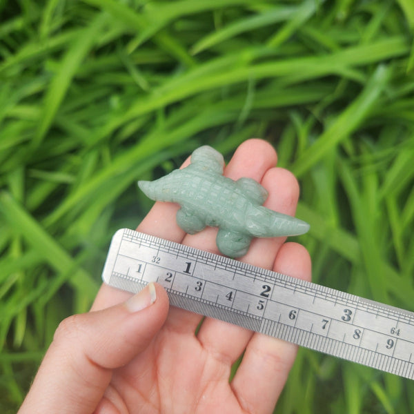 Green Aventurine Crystal Alligator/Crocodile Animal Figurine 2.25"