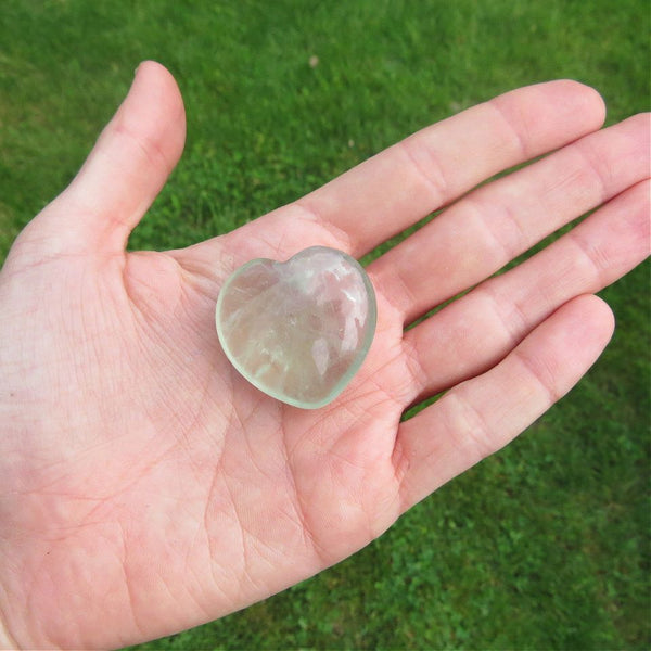 Green Fluorite Crystal Heart Stone 1.25"