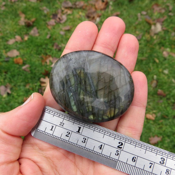 Flashy Polished Labradorite Crystal Palm Stone - Small 2"