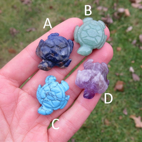 Mini Crystal Sea Turtle Stone Carving 1"