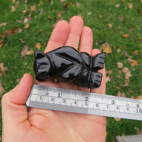 Obsidian Crystal Bear Carving 2.25" | Black Bear Stone Animal Figurine