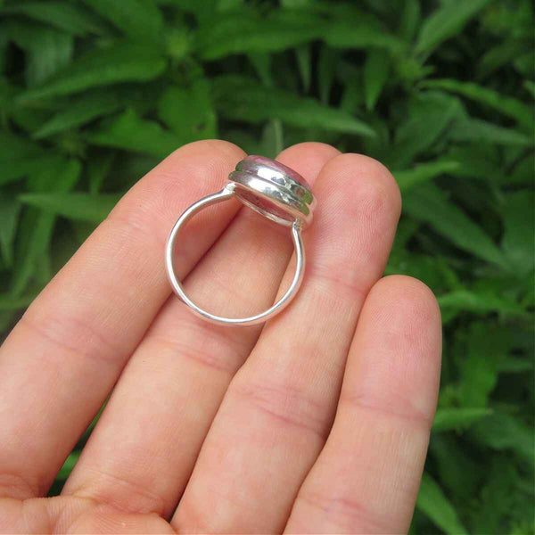 Rhodochrosite Stone Ring Sterling Silver 