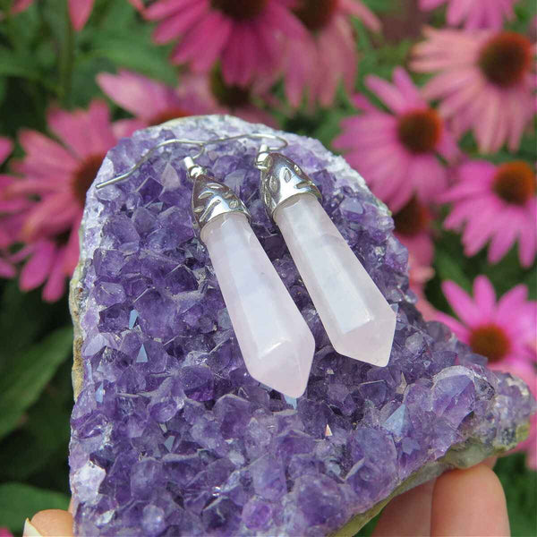 Rose Quartz Crystal Healing Earrings