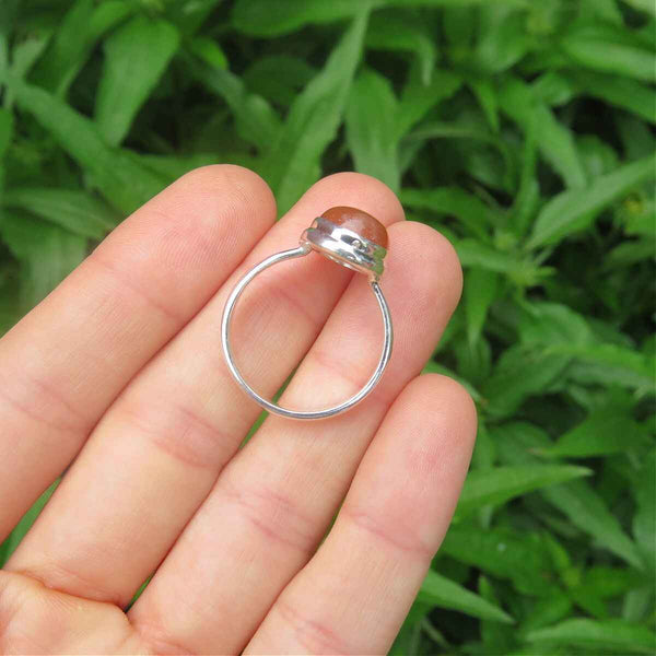 Sunstone Ring Sterling Silver Band