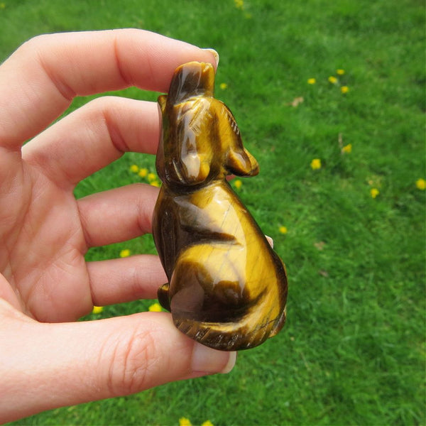 Carved Stone Wolf Figurine in TIgers Eye