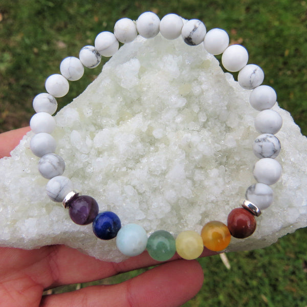 White Chakra Bracelet - 7 Chakra Stone Beads