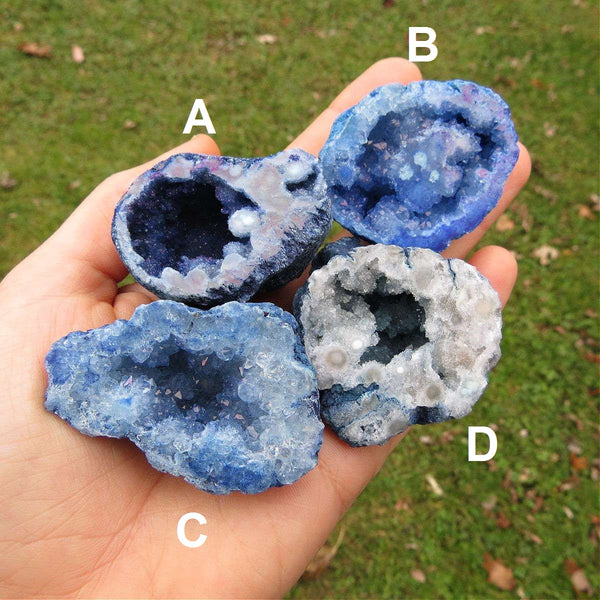 Blue Geode Quartz Crystal 1.25" - Colored Half Geode Stone