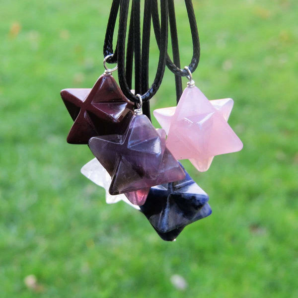 Crystal Merkaba Necklace on Black Cord