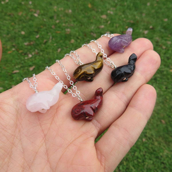 Crystal Whale Necklaces - Carved Stone Animal Crystal Necklace