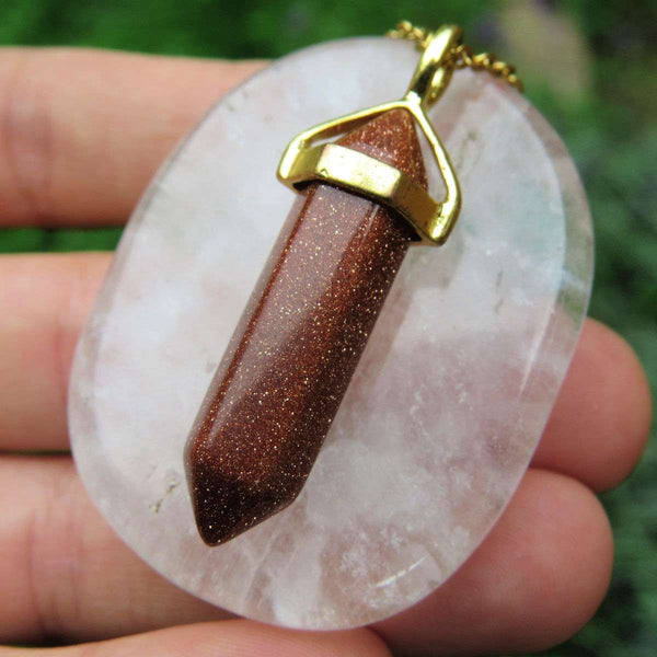 Goldstone Crystal Necklace in Gold - Goldstone Jewelry