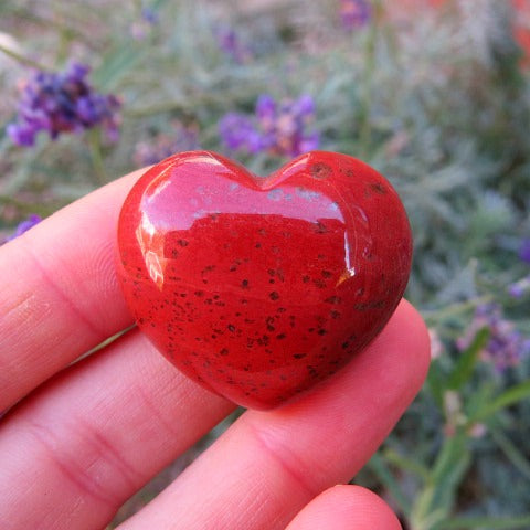 Carved Red Jasper Crystal Heart