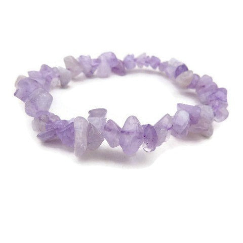 Lavender Jade Bracelet w/ Crystal Chip Stone Beads | Purple Jade Crystal Bracelet