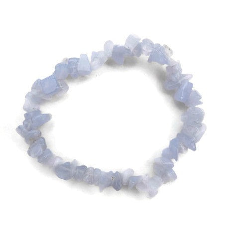 Blue Lace Agate Bracelet w/ Crystal Chips | Healing Stone Bracelet | Agate Jewelry