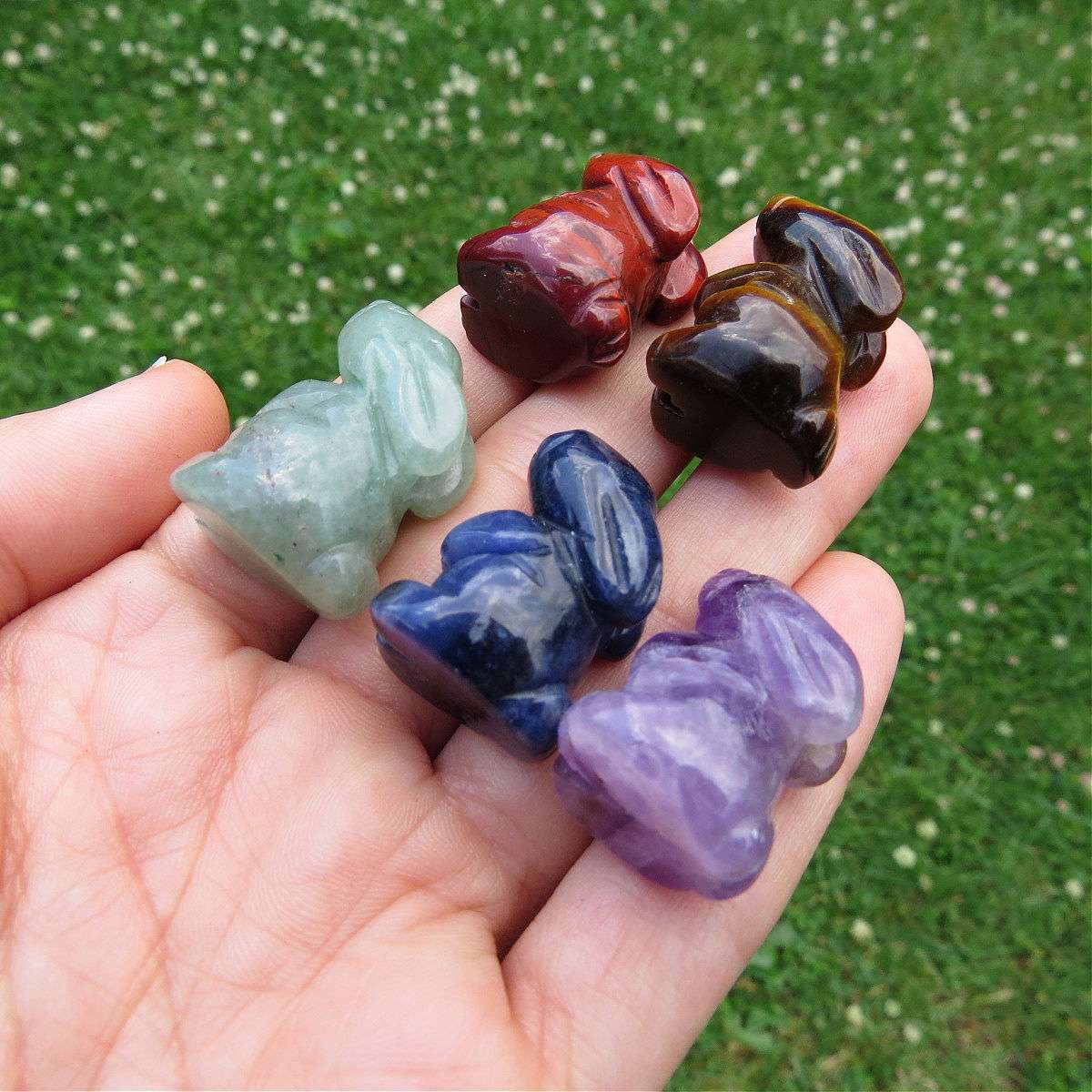 Mini Crystal Rabbit Figurine 1" Animal Stone Bunny Carving