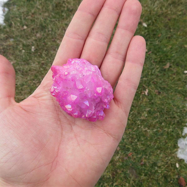 Pink Rainbow Aura Quartz Crystal Cluster 1.75"