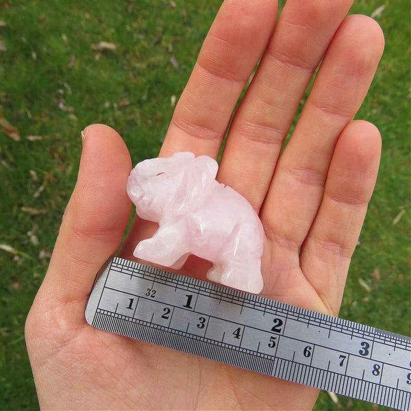 Rose Quartz Crystal Elephant Animal Carving | Pink Stone Elephant