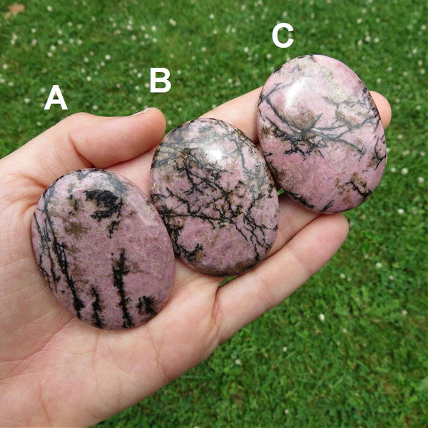 Rhodonite Crystal Palm Stone 2"