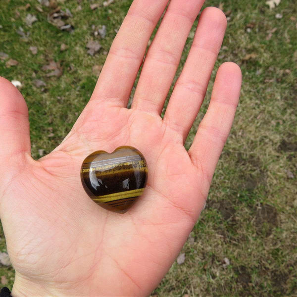 Tigers Eye Crystal Heart Stone 1.25" | Carved Puffy Heart