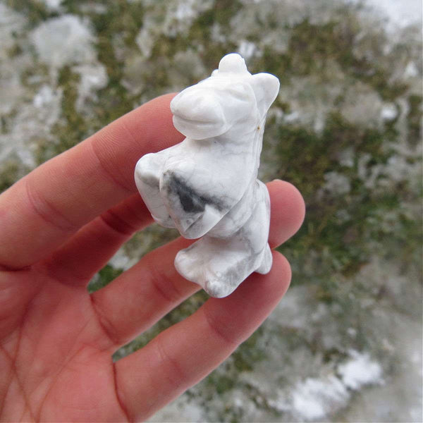 White Unicorn Crystal Carving 2" | Carved Howlite Stone Animal Figurine