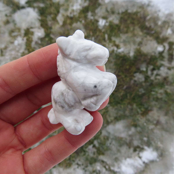 Carved Crystal Unicorn Figurine - Howlite Stone Unicorn