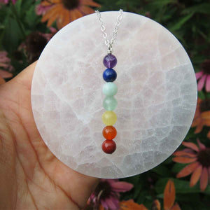 7 Chakra Crystal Necklace w/ Stone Beads