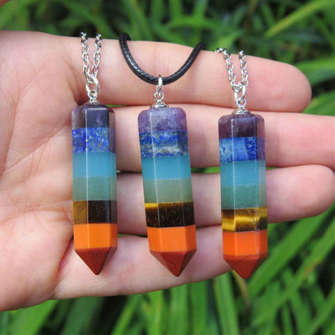 7 Chakra Crystal Point Necklace