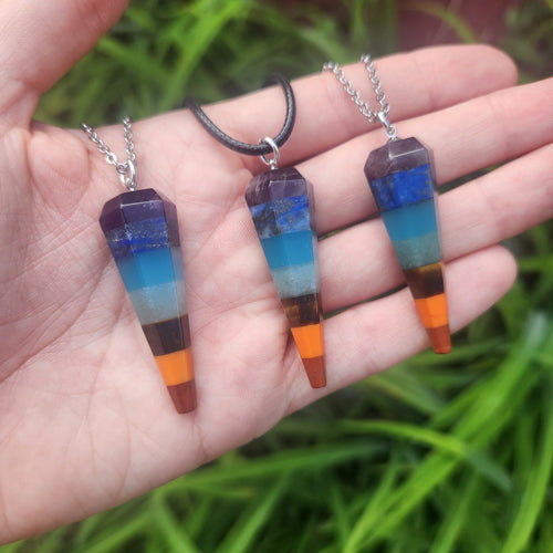 7 Chakra Crystal Pendulum Necklaces
