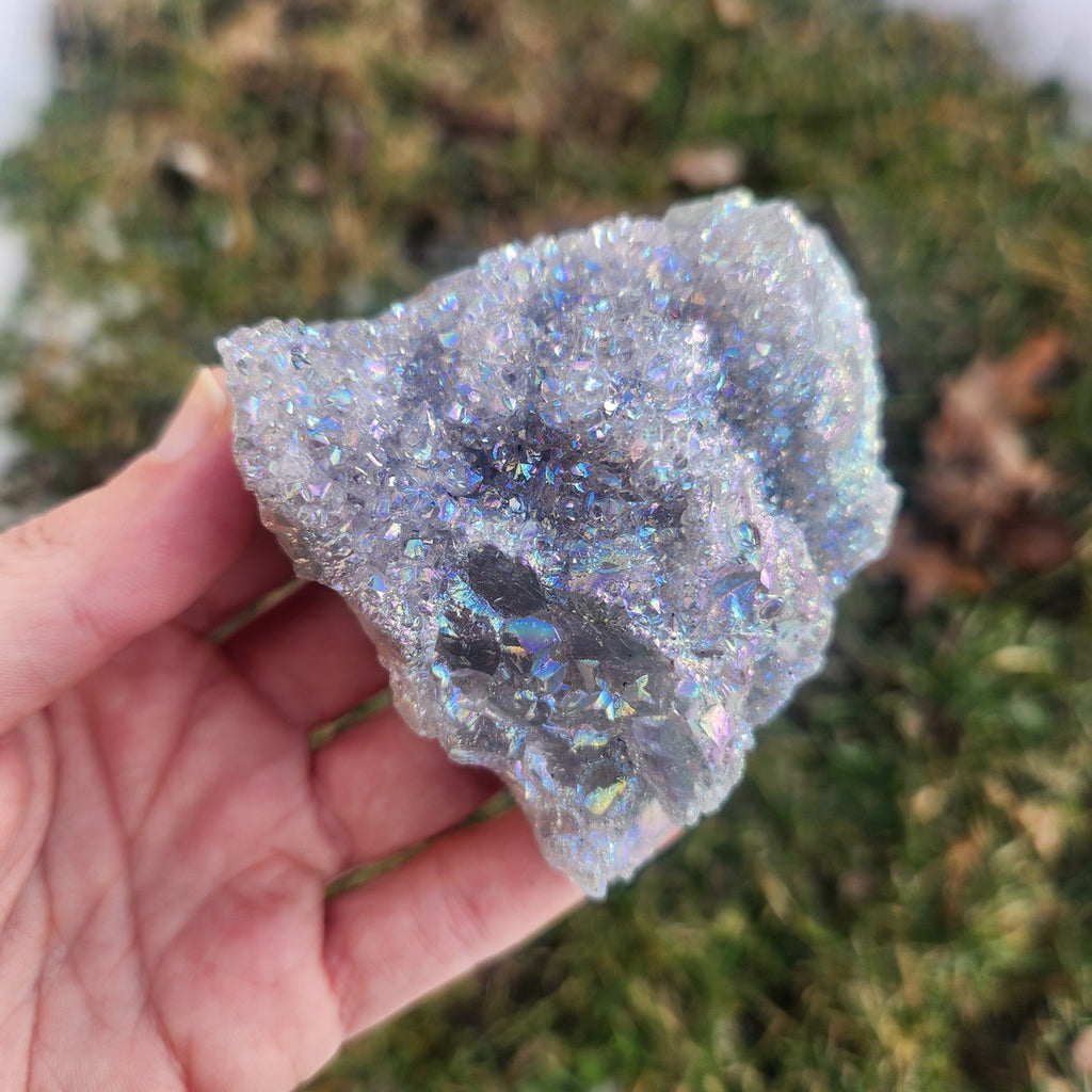 Rainbow Aura Amethyst Crystal Cluster