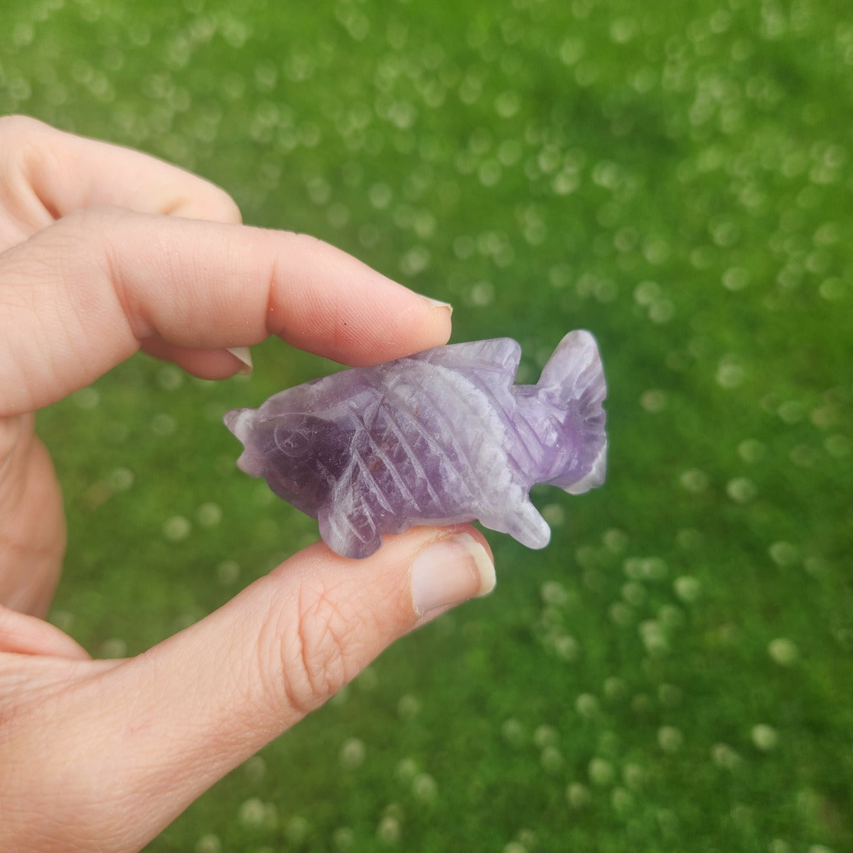 Amethyst Crystal Fish Stone Carving