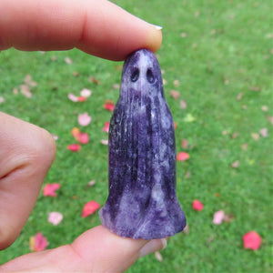 Amethyst Crystal Ghost Stone Carving 2" | Halloween Crystal Decor