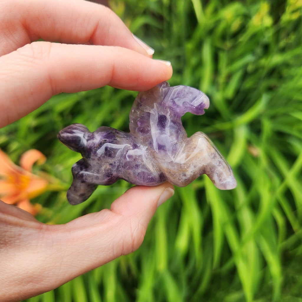 Purple Amethyst Crystal Horse Animal Figurine