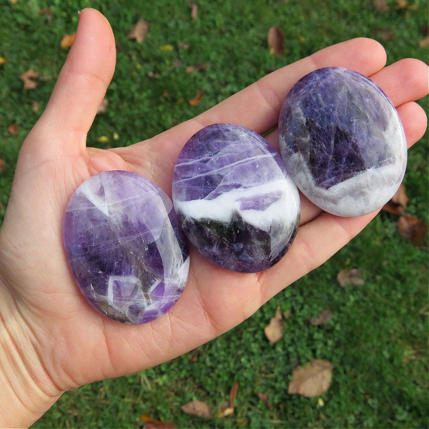 Amethyst Crystal Palm Stone