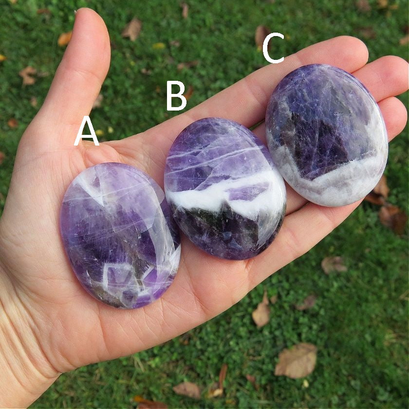 Amethyst Crystal Palm Stone 2"
