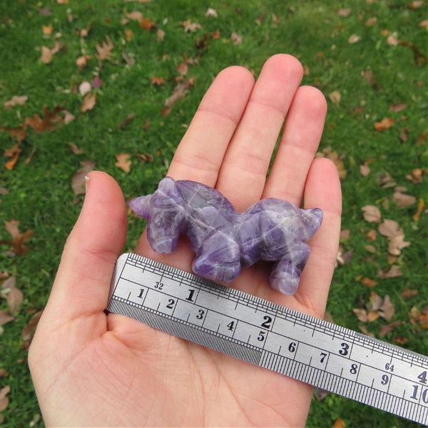 Amethyst Crystal Unicorn Carving 2.25" | Purple Stone Unicorn Figurine