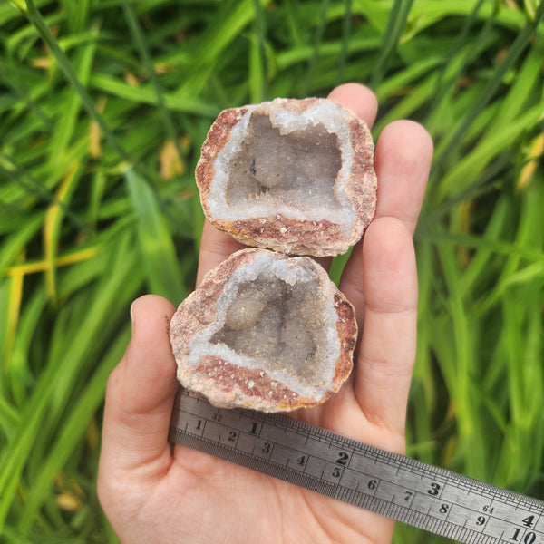 Amethyst Geode Crystal Set 2" Cracked Open Half Geode