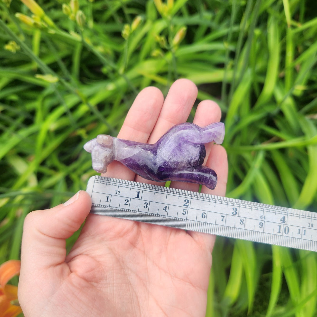 Purple Amethyst Giraffe Stone Animal Figurine