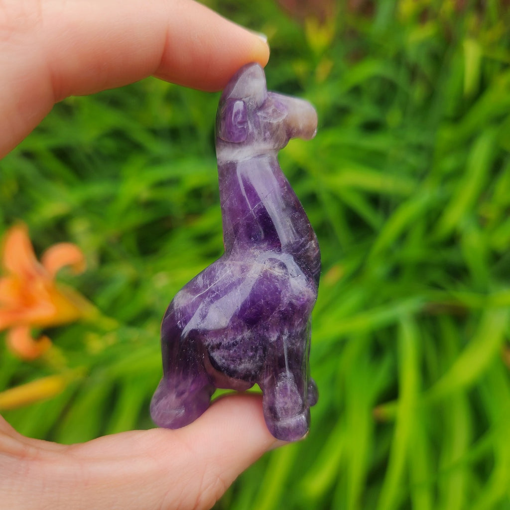 Amethyst Crystal Giraffe Stone Animal Figurine