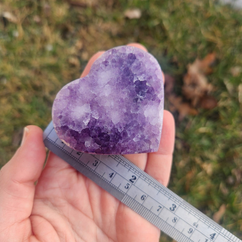 Amethyst Crystal Heart Stone Carving 2"