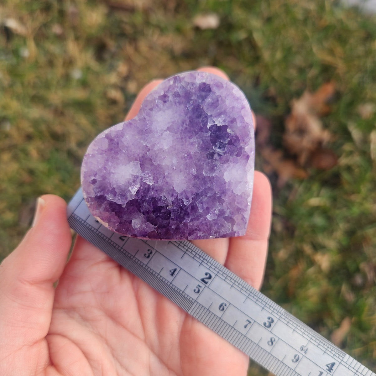 Amethyst Crystal Heart Stone Carving 2"