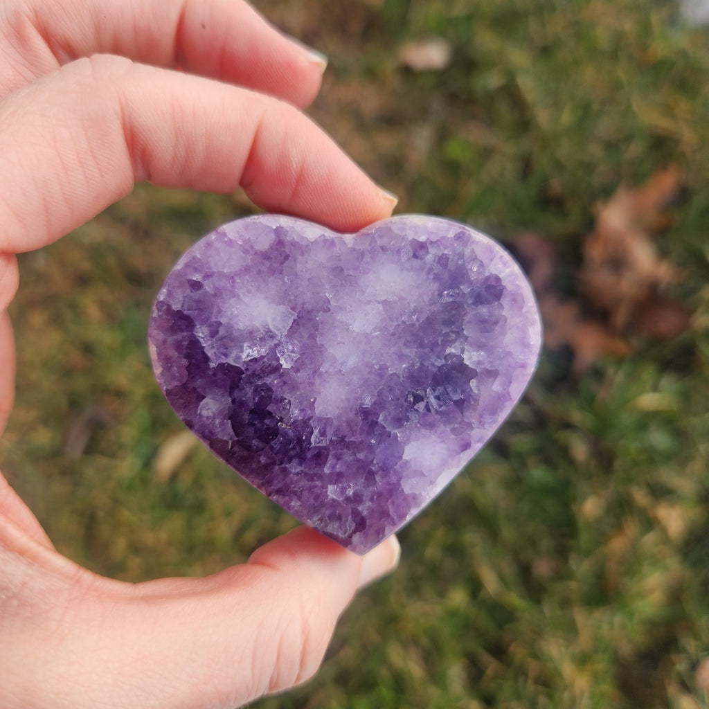 Amethyst Crystal Heart Carving