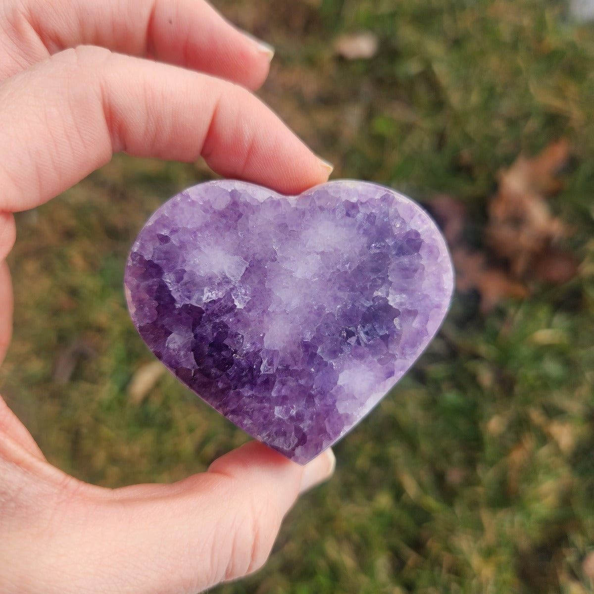 Amethyst Crystal Heart Carving